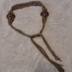 🌺 Macrame Beaded Tie Belt